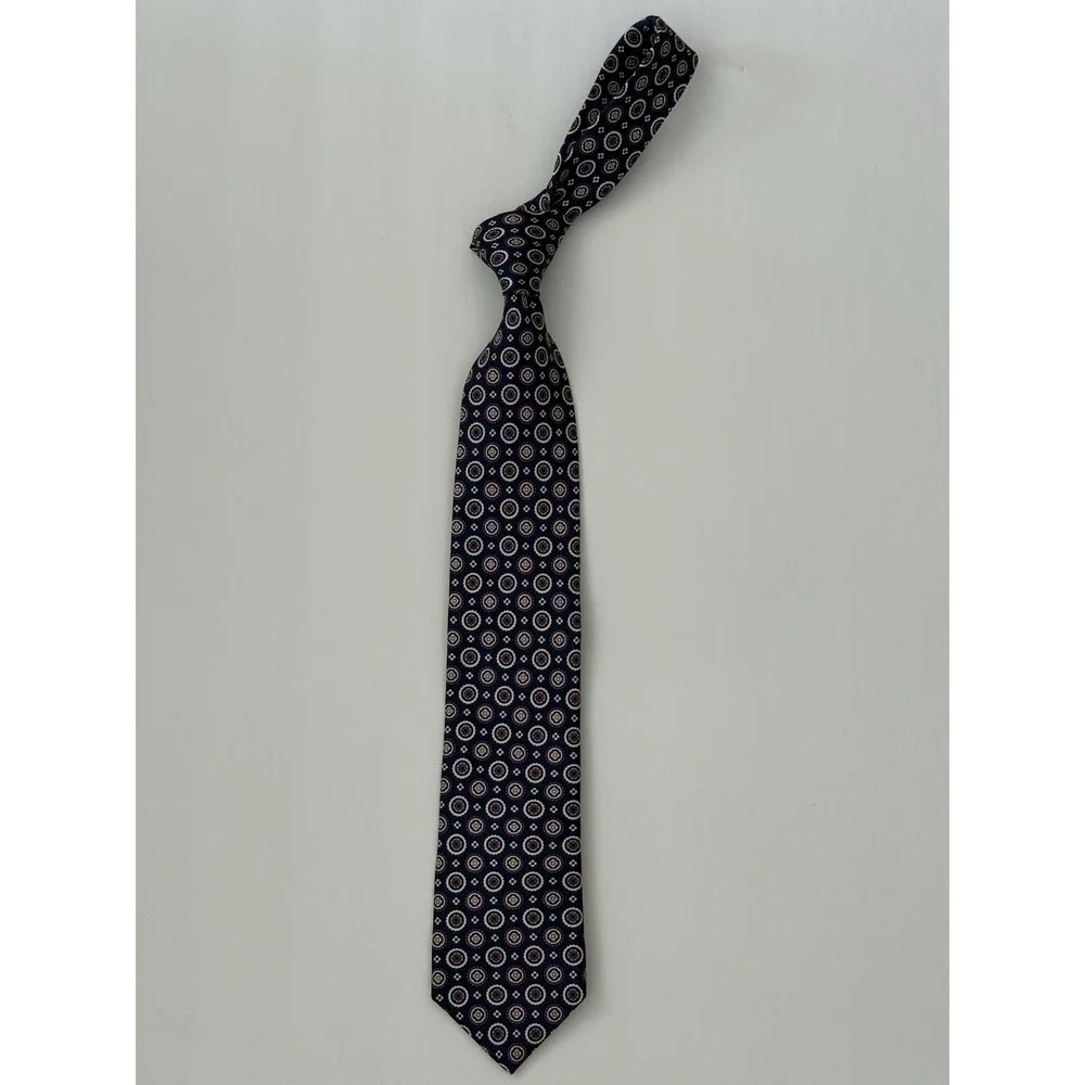 Daniel CREMIEUX 100% Silk Tie Blue Purple White‎ Floral Geometric USA Made EUC